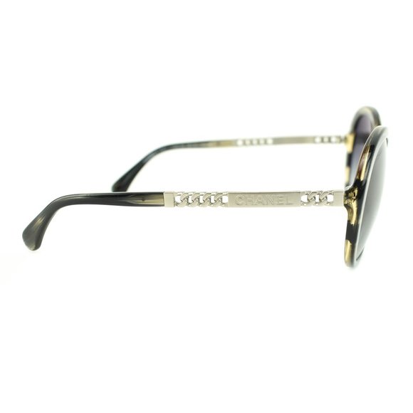 CHANEL: Gray "Horn" & "Chain" Logo Sunglasses (lc) - Picture 3 of 11